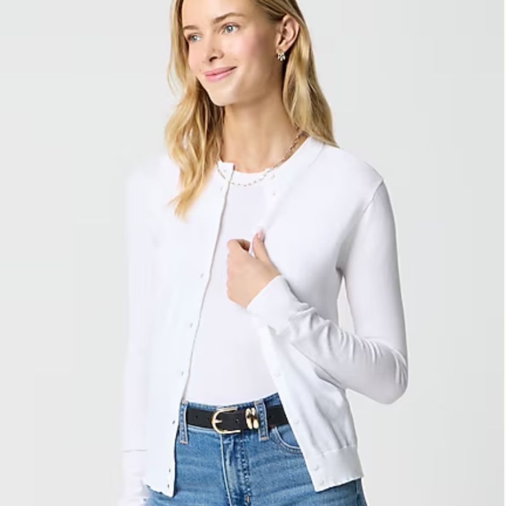J. Crew Classic cotton cardigan sweater, white, 100% cotton, XS
